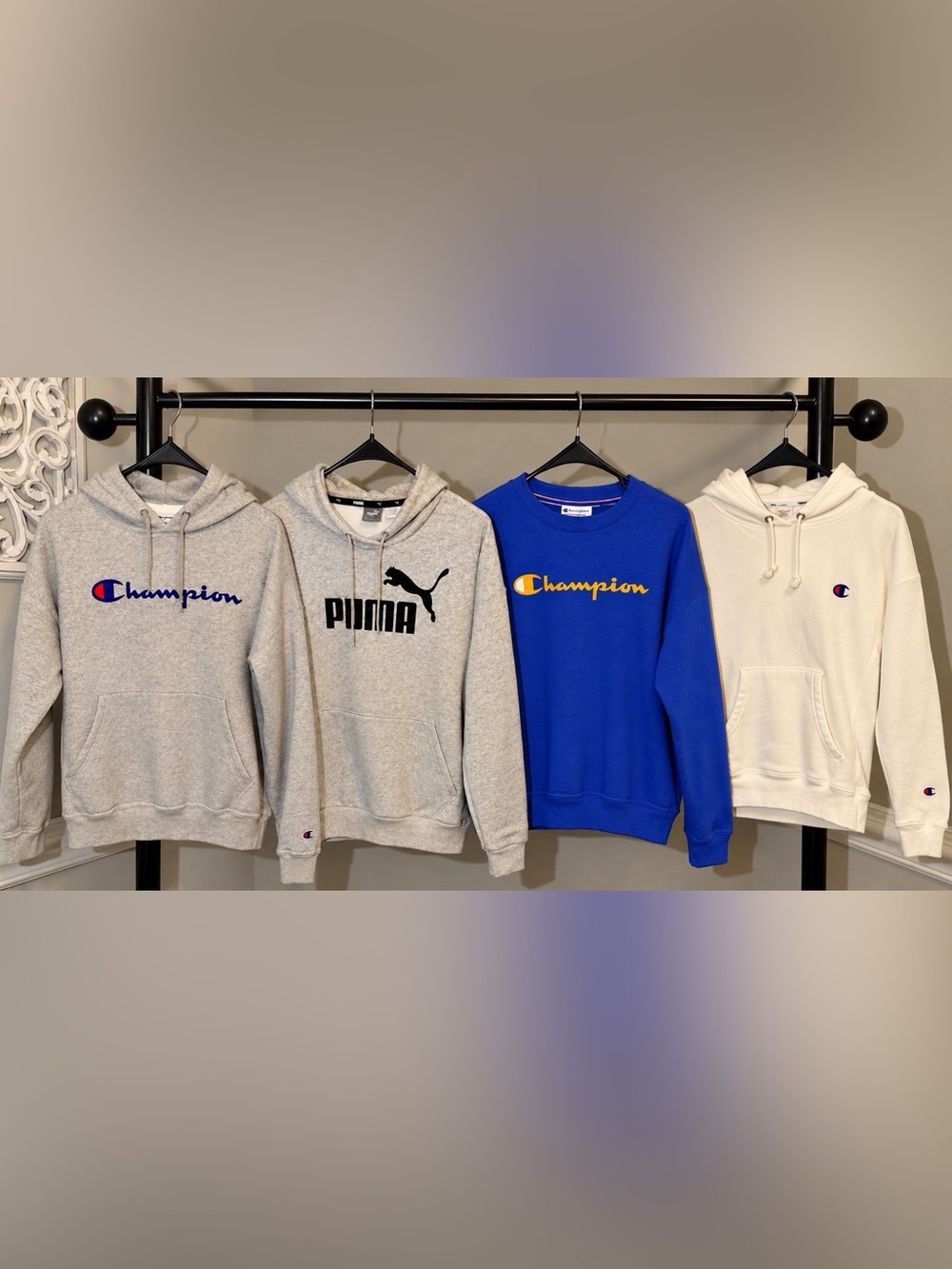 4-Piece Champion & Puma Hoodie/Sweatshirt Bundle – XS/S